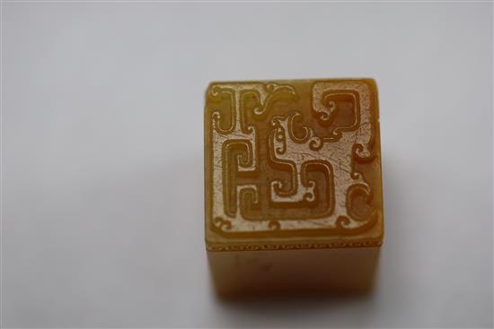 Six Chinese soapstone seals, H. 2.8 - 12.8cm